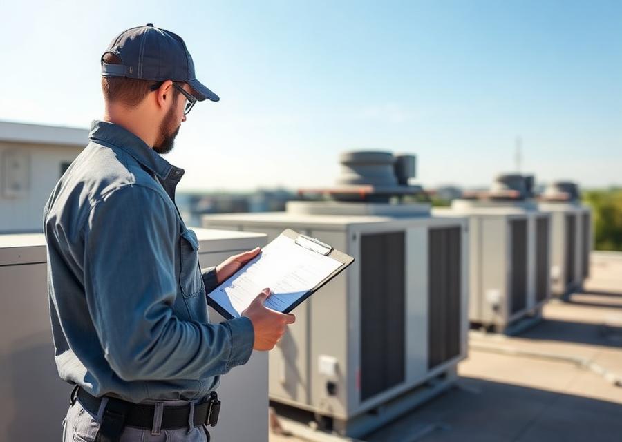Técnico realizando manutenção preventiva em condensadoras comerciais